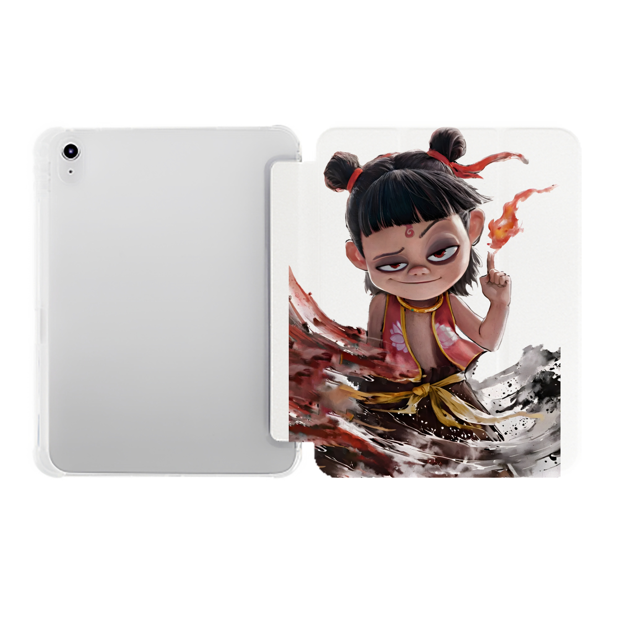 （画像用） Ne Zha 2 ナタ 魔童の大暴れ IPad ケース ペン収納付き 三つ折りスタンド PUレザー×シリコン 対応機種9.5/10.5/10.9インチ